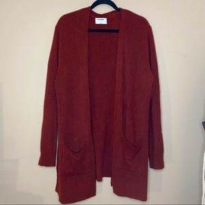 Old Navy red long-sleeve cardigan with pockets
